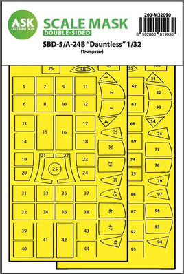 1/32 Art Scale SBD-5/A-24B Dauntless Double-Sided Express Fit Mask for Trumpeter 32090