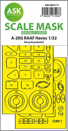1/32 Art Scale A-20G RAAF Havoc Double-Sided Express Fit Mask for HK Models 32117