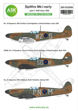 1/32 Art Scale Spitfire Mk.I Early Part 3 - RAF 1939 32090