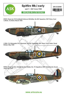 1/32 Art Scale Spitfire Mk.Ia Part 1 - The Few, 1940 RAF Aces 32088