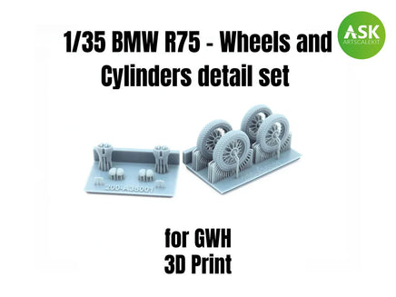 1/35 Art Scale BMW R75 - Wheels and Cylinders Detail Set Recommended for GWH 35001