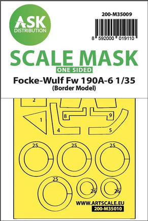 1/35 Art Scale Fw 190A-6 One-Sided Painting Mask for Border Model 35009