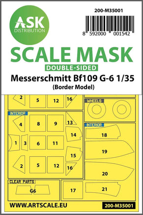 1/35 Art Scale Messerschmitt Bf 109G-6 Double-Sided Painting Mask for Border Model 35001