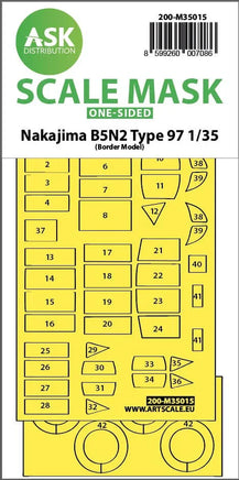 1/35 Art Scale Nakajima B5N2 Type 97 One-Sided Express Fit Painting Mask for Border Model 35015