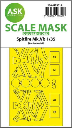 1/35 Art Scale Spitfire Mk.Vb Double-Sided Express Fit Painting Mask for Border Model 35018