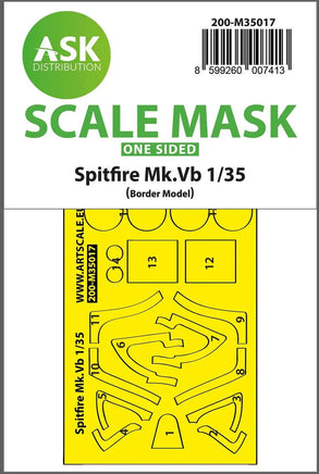 1/35 Art Scale Spitfire Mk.Vb One-Sided Express Fit Painting Mask for Border Model 35017