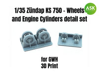 1/35 Art Scale Zundap KS 750 - Wheels and Engine Cylinders Detail Set Recommended for GWH 35002