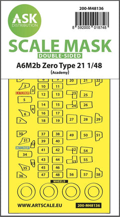 1/48 Art Scale A6M2b Zero Type 21 Double-Sided Express Mask for Academy 48136