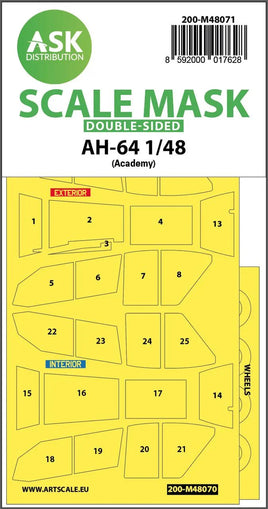 1/48 Art Scale AH-64 Double-Sided Mask for Academy 48071