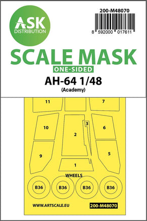 1/48 Art Scale AH-64 One-Sided Mask for Academy 48070