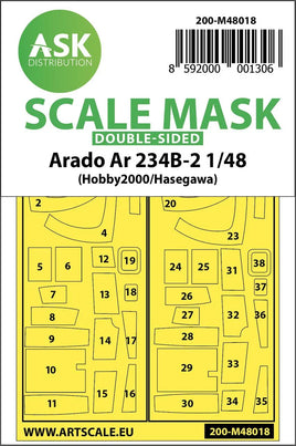 1/48 Art Scale Arado Ar 234B-2 Double-Sided Painting Mask for Hasegawa / Hobby2000 48018