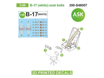 1/48 Art Scale B-17 (white) Seat Belts - 3D 3Ded Decals by ASK 48007