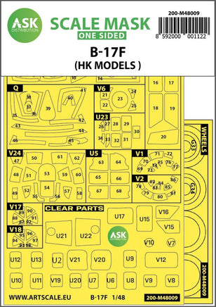 1/48 Art Scale B-17F Flying Fortress Outside Painting Mask for HK Models 48009