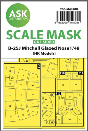 1/48 Art Scale B-25J Mitchell One-Sided Mask Self-Adhesive Pre-Cutted for HK Models 48108