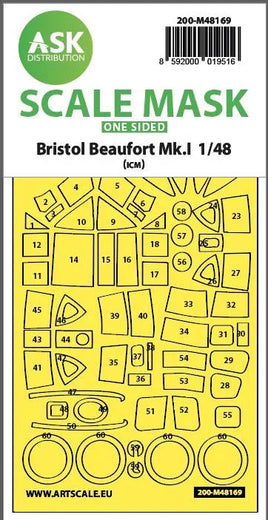 1/48 Art Scale Bristol Beaufort Mk.I One-Sided Express Fit Mask for ICM 48169