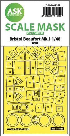 1/48 Art Scale Bristol Beaufort Mk.I One-Sided Express Fit Mask for ICM 48169