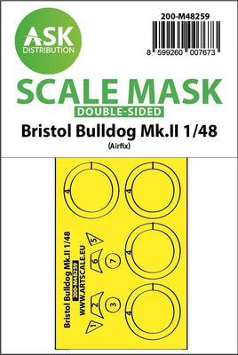 1/48 Art Scale Bristol Bulldog Mk.II Double-Sided Express Fit Mask for Airfix 48259