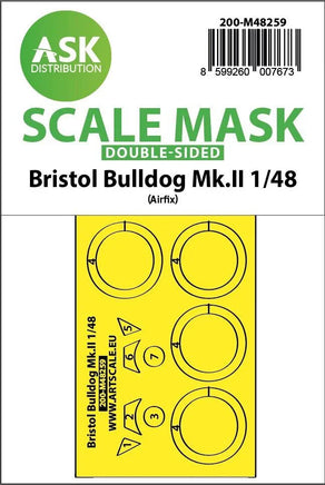 1/48 Art Scale Bristol Bulldog Mk.II Double-Sided Express Fit Mask for Airfix 48259