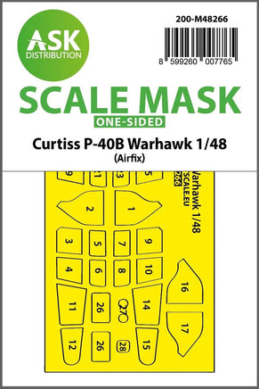 1/48 Art Scale Curtiss P-40B Warhawk One-Sided Express Fit Mask for Airfix 48266