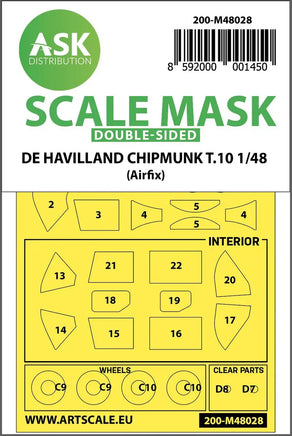 1/48 Art Scale De Havilland Chipmunk T.10 Double-Sided Painting Mask for Airfix 48028