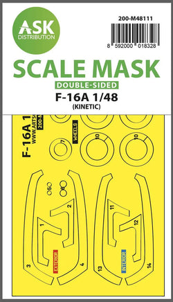 1/48 Art Scale F-16A Double-Sided Express Mask, Self-Adhesive and Pre-Cutted for Kinetic 48111