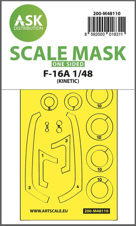 1/48 Art Scale F-16A One-Sided Express Mask, Self-Adhesive and Pre-Cutted for Kinetic 48110