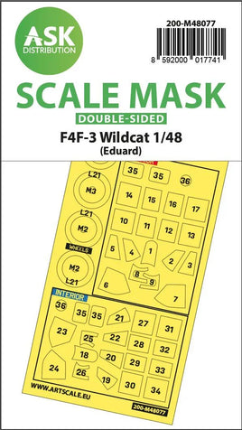 1/48 Art Scale F4F-3 Wildcat Double-Sided Express Mask for Eduard 48077