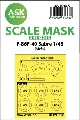 1/48 Art Scale F-86F-40 Sabre One-Sided Mask for Airfix 48073
