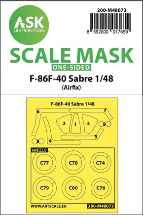 1/48 Art Scale F-86F-40 Sabre One-Sided Mask for Airfix 48073