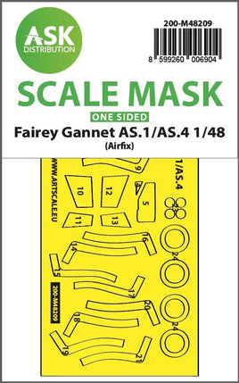 1/48 Art Scale Fairey Gannet AS.1/AS.4 One-sided Fit and Self Adhesive Express Mask for Airfix 48209