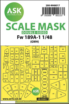 1/48 Art Scale Focke Wulf Fw 189 Double-Sided Painting Mask for Great Wall Hobby 48017