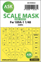 1/48 Art Scale Focke Wulf Fw 189 One-Sided Painting Mask for Great Wall Hobby 48022