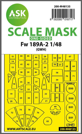 1/48 Art Scale Fw 189A-2 One-Sided Express Mask for GWH 48135