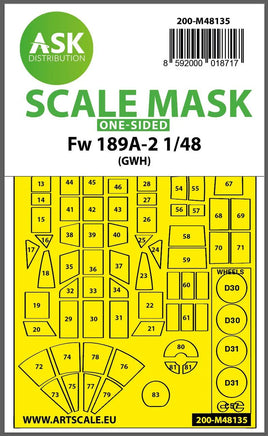 1/48 Art Scale Fw 189A-2 One-Sided Express Mask for GWH 48135