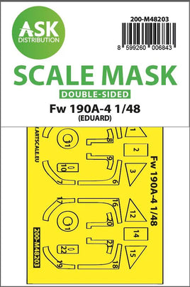 1/48 Art Scale Fw 190A-4 Double-Sided Express Fit Mask for Eduard 48203