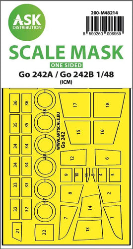 1/48 Art Scale Gotha Go 242A / Go 242B One-Sided Express Fit Mask for ICM 48214
