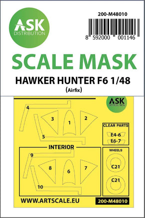 1/48 Art Scale Hawker Hunter F.6 Double-Sided Painting Mask for Airfix 48010