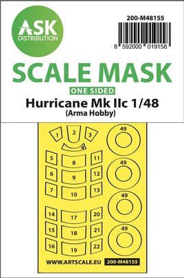 1/48 Art Scale Hawker Hurricane Mk.II One-Sided Express Mask for Arma Hobby 48155