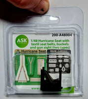1/48 Art Scale Hurricane Seat with Textile Seat Belts, Buckels and Gun Sight (Two Types) 48004