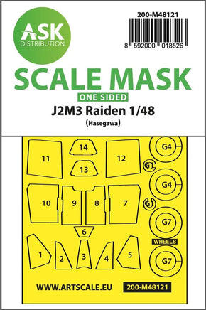 1/48 Art Scale J2M3 Raiden One-Sided Express Mask, Self-Adhesive and Pre-Cutted for Hasegawa 48121