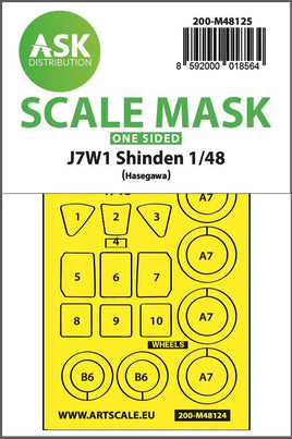 1/48 Art Scale J7W1 Shinden One-Sided Express Mask, Self-Adhesive and Pre-Cutted for Hasegawa 48125