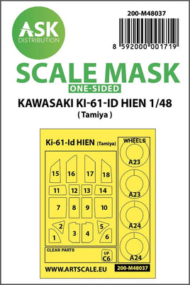 1/48 Art Scale Kawasaki Ki-61-ID Hien One-Sided Painting Mask for Tamiya 48037