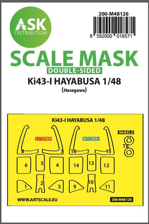 1/48 Art Scale Ki-43-I Hayabusa Double-Sided Express Mask, Self-Adhesive and Pre-Cutted for Hasegawa 48126