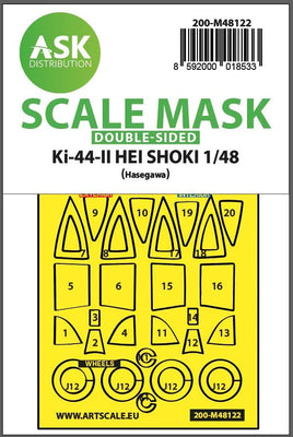 1/48 Art Scale Ki-44-II HEI SHOKI Double-Sided Express Mask, Self-Adhesive and Pre-Cutted for Hasegawa 48122
