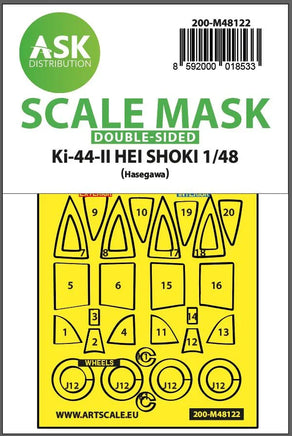 1/48 Art Scale Ki-44-II HEI SHOKI Double-Sided Express Mask, Self-Adhesive and Pre-Cutted for Hasegawa 48122