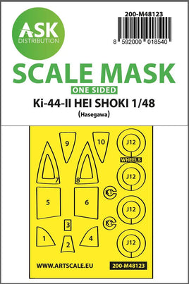 1/48 Art Scale Ki-44-II HEI SHOKI One-Sided Express Mask, Self-Adhesive and Pre-Cutted for Hasegawa 48123