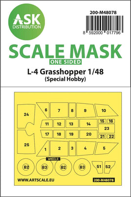 1/48 Art Scale L-4 Grasshopper One-Sided Self-Adhesive Mask for Special Hobby 48078