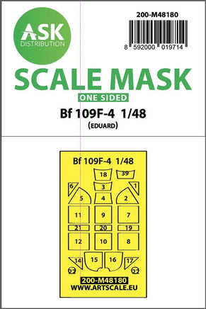 1/48 Art Scale Messerschmitt Bf 109F One-Sided Express Mask, Self-Adhesive and Pre-Cutted for Eduard 48180