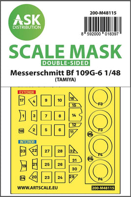 1/48 Art Scale Messerschmitt Bf 109G-6 Double-Sided Express Mask, Self-Adhesive and Pre-Cutted for Tamiya 48115