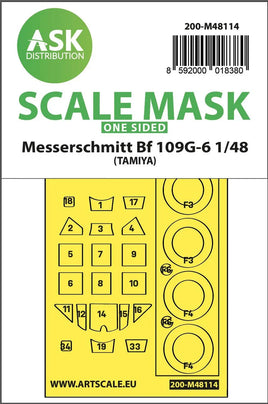 1/48 Art Scale Messerschmitt Bf 109G-6 One-Sided Express Mask, Self-Adhesive and Pre-Cutted for Tamiya 48114